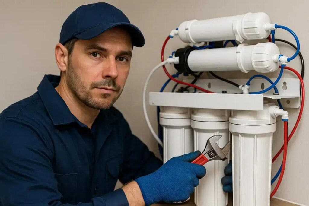 RO Technician repairing water purifier